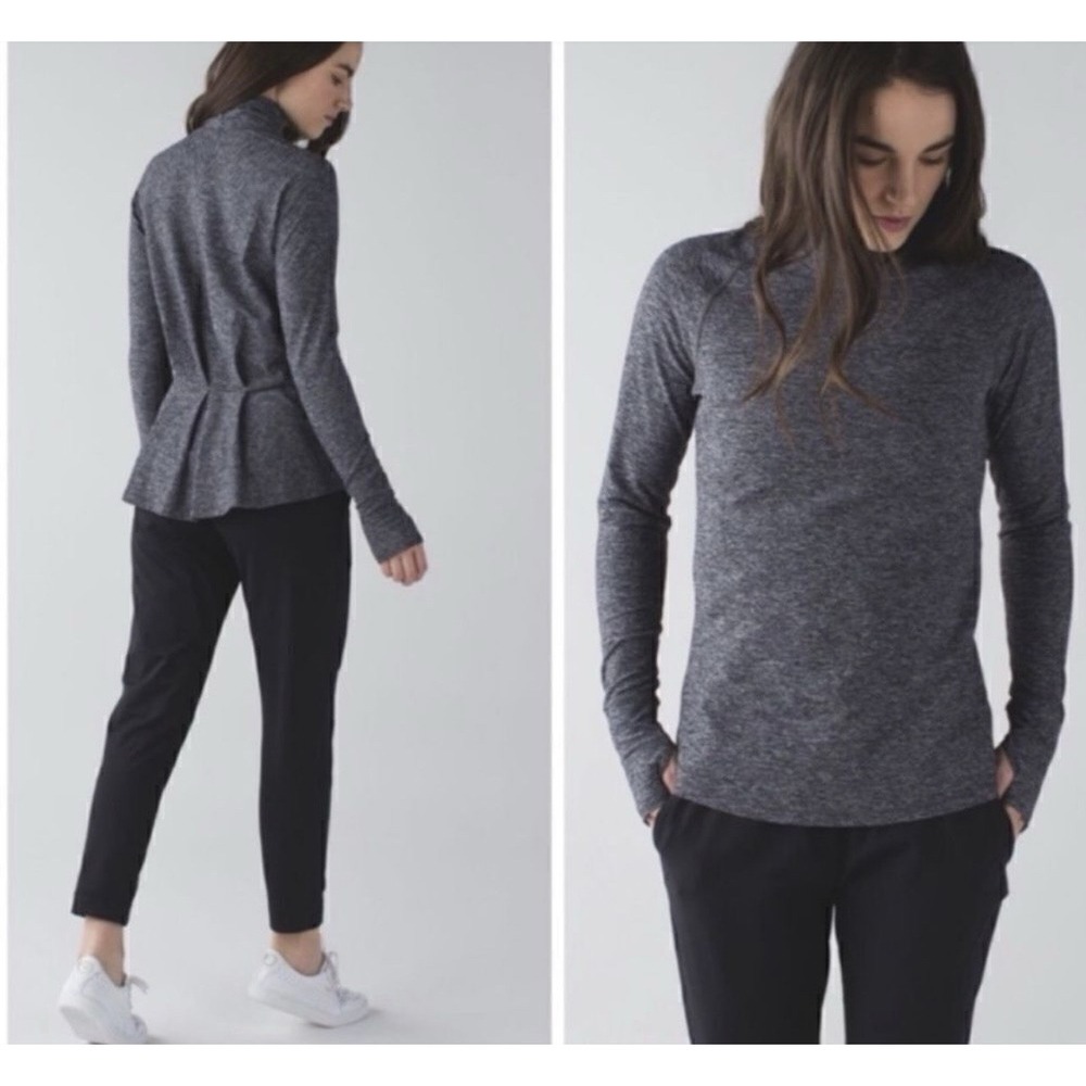 Lululemon Women's Medium Warm Your Core Long Sleeve Pleated Back Heathered Gray